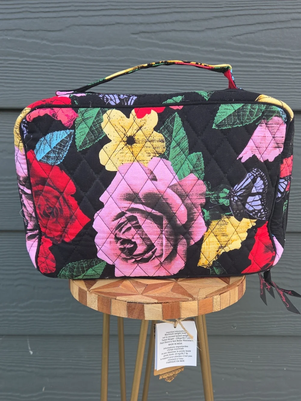 Vera Bradley Black Floral Quilted Cosmetic Case